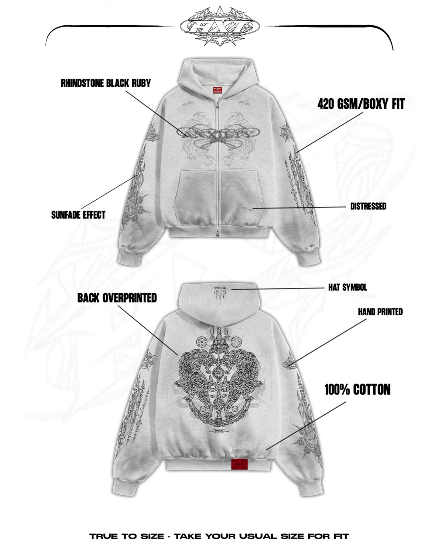 #AXT SAK YANT ZIP-UP HOODIES