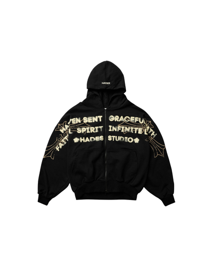 HADES HEAVENS CALL ZIP-UP HOODIE BLACK