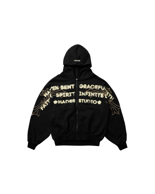 HADES HEAVENS CALL ZIP-UP HOODIE BLACK