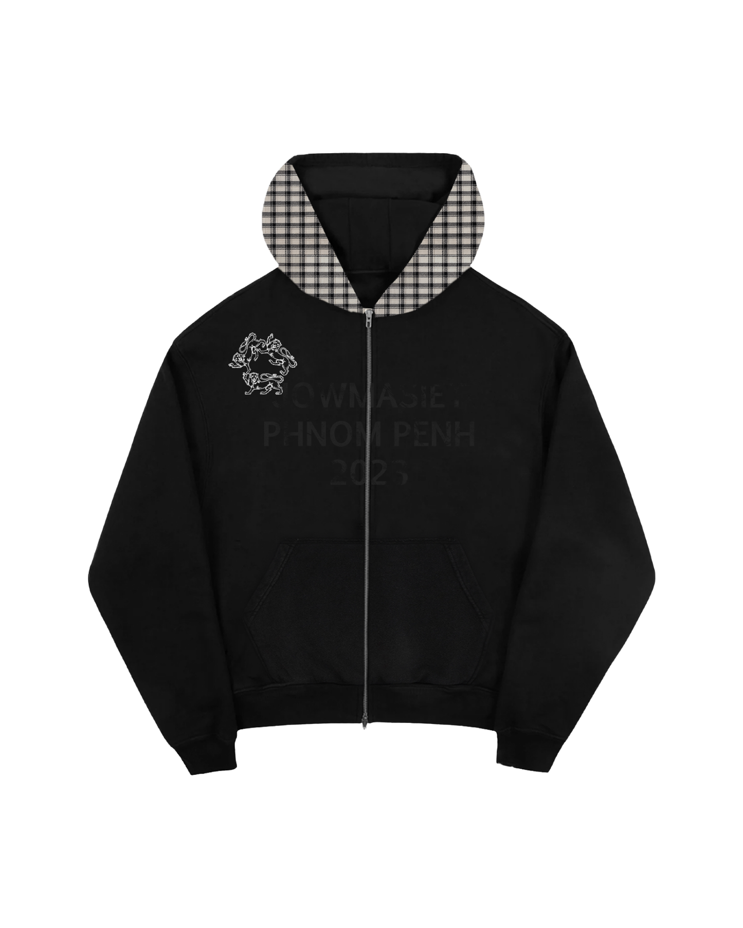 #JMS BLACK PATCH DOUBLE-ZIP HOODIE