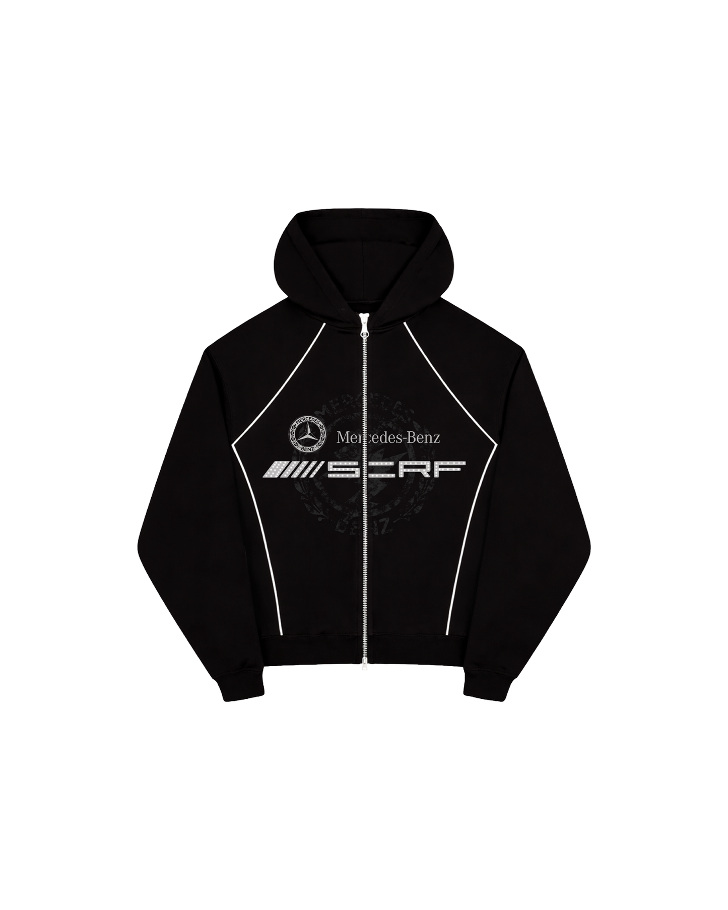 #SCRF-BENZ PATTERNED ZIP UP HOODIE