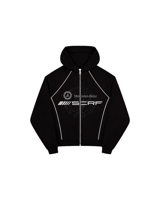 #SCRF-BENZ PATTERNED ZIP UP HOODIE