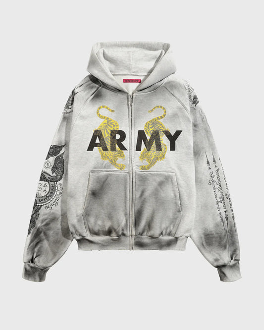 Army Sak Yon White Zip-up